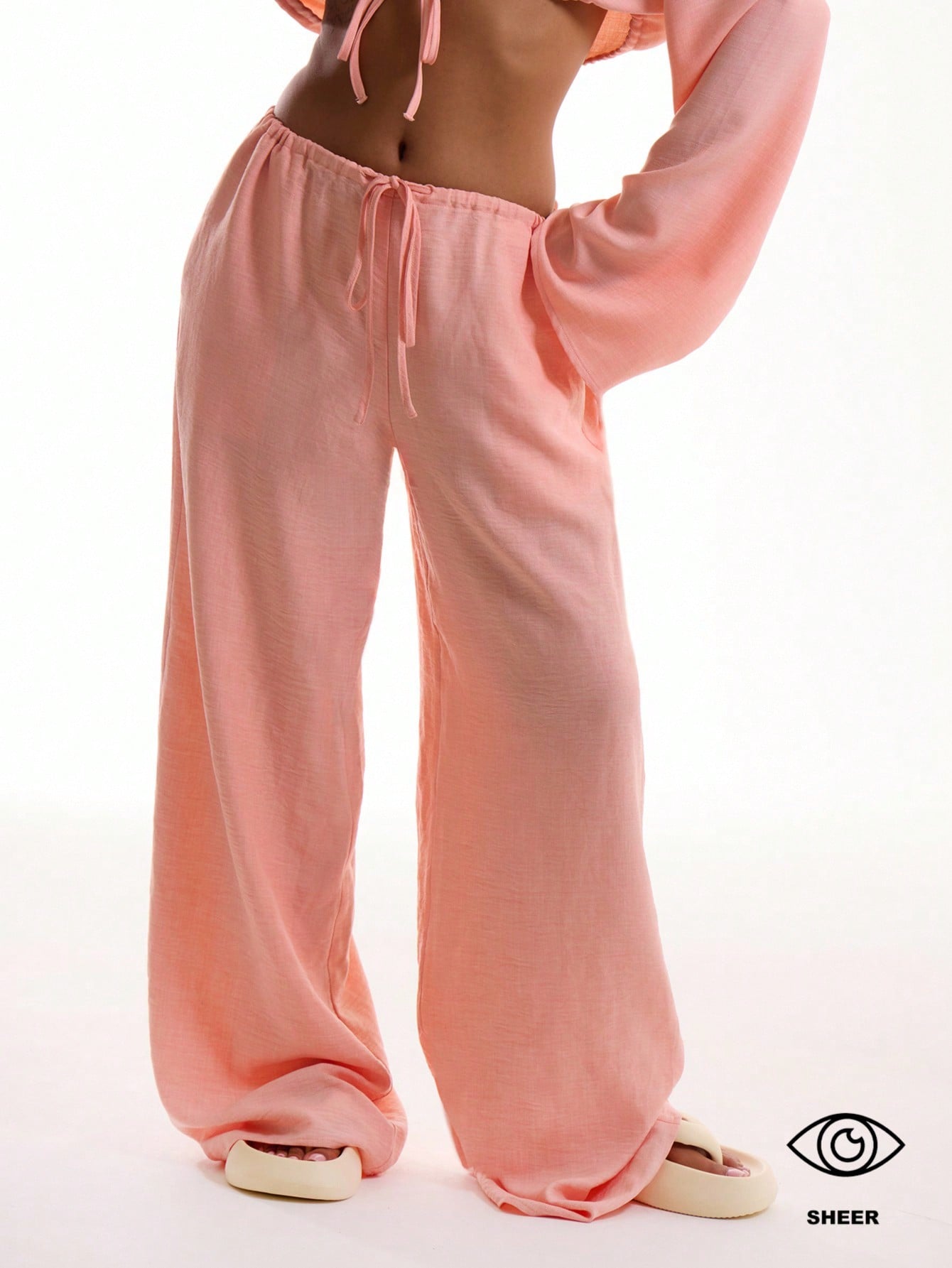 MUSERA Tie Front Linen Feel Beach Trousers Elegant Summer Vacation Sun Casual Boho White Airport   Winter Party Pants