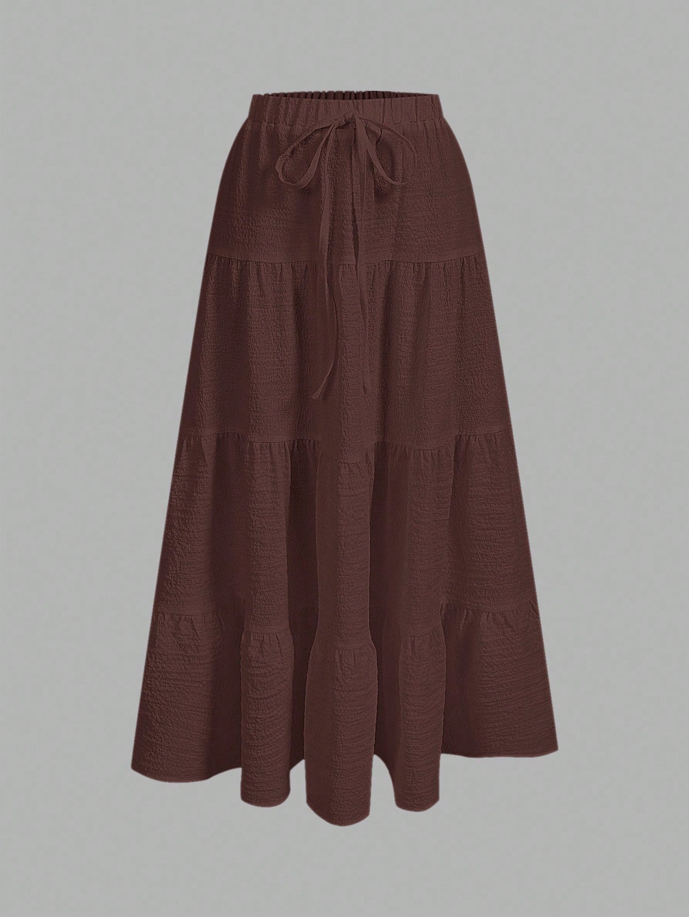 SHEIN EZwear Women Solid Color High Waist Tie Ruffled Hem Maxi Skirt