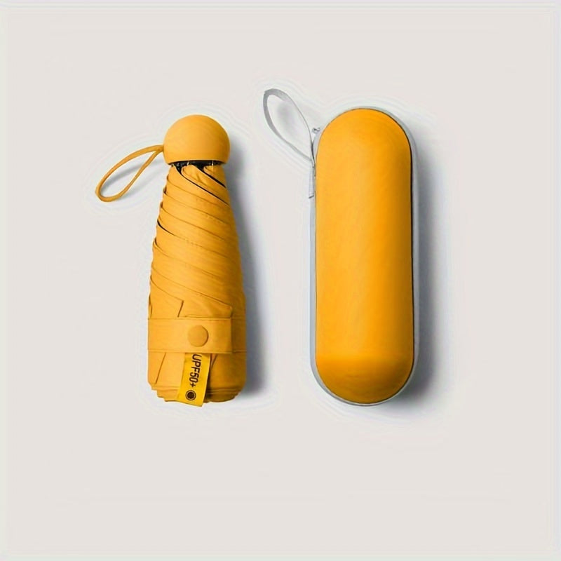 1pc Mini Travel Sun Umbrella with Box, Lightweight and Portable Manual Open Umbrella, Small Compact Sun Umbrella for
