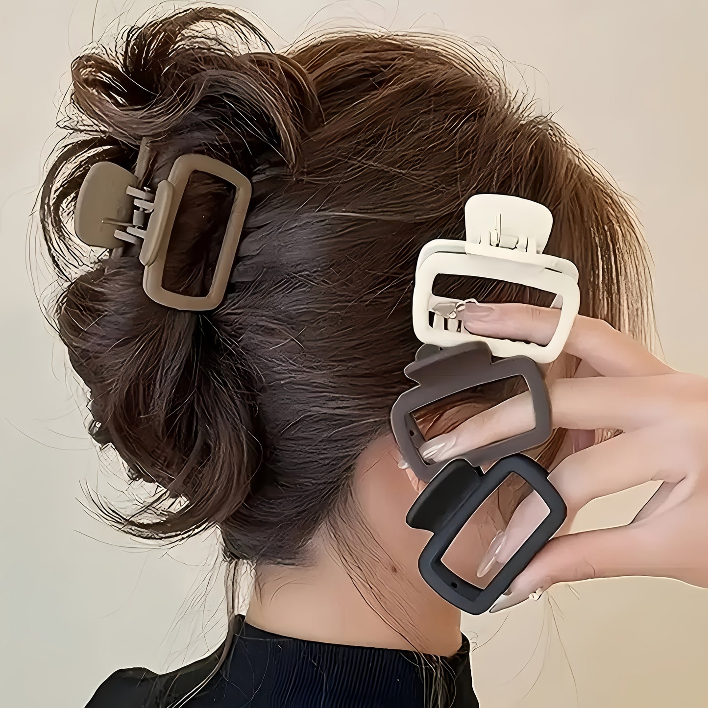 [4pcs Elegant Hair Clip] 1/4pcs Elegant Matte Square Hair Clip Set | Versatile Stylish Shark Clip for Women & Ponytail & Updo | Perfect for everyday styling and makeup