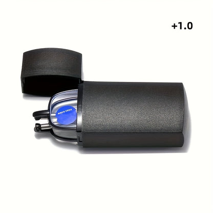 Elegant Reading Glasses, Unisex, Foldable Antenna Frame, Compact Lighter Case Design, Christmas Gifts