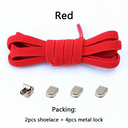 [Elastic Shoe Laces] Stretchy Elastic Shoe Laces for Sneakers | Adjustable Flat Shoelaces with Metal Aglets, Perfect for Casual Footwear, Casual Shoelaces | No Tie Polyester & Spandex