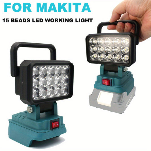 15 Beads LED Working Light Spotlight Portable Lamp Hand Lantern for Makita 18V Li-ion Battery