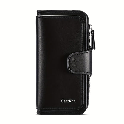 Multi Card Slots Retro Minimalist Short Wallet, Solid Color Clutch Credit Card Case