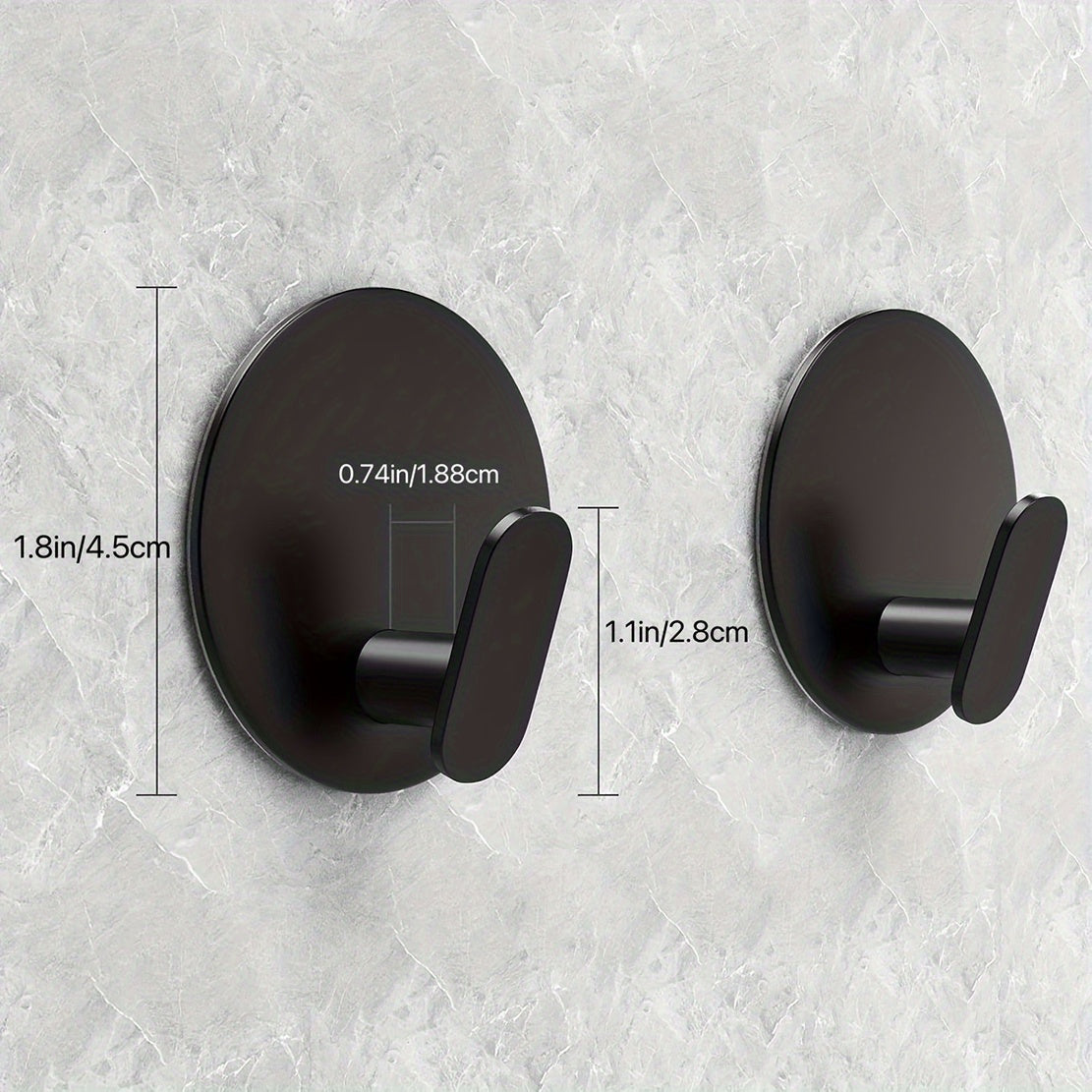 Modern Black Wall Hooks - Easy Install Adhesive Towel Hangers for Bathroom, Kitchen - Durable Robe, Clothes, Hat & Key Holders Bath/Bath Accessories