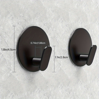 Modern Black Wall Hooks - Easy Install Adhesive Towel Hangers for Bathroom, Kitchen - Durable Robe, Clothes, Hat & Key Holders Bath/Bath Accessories