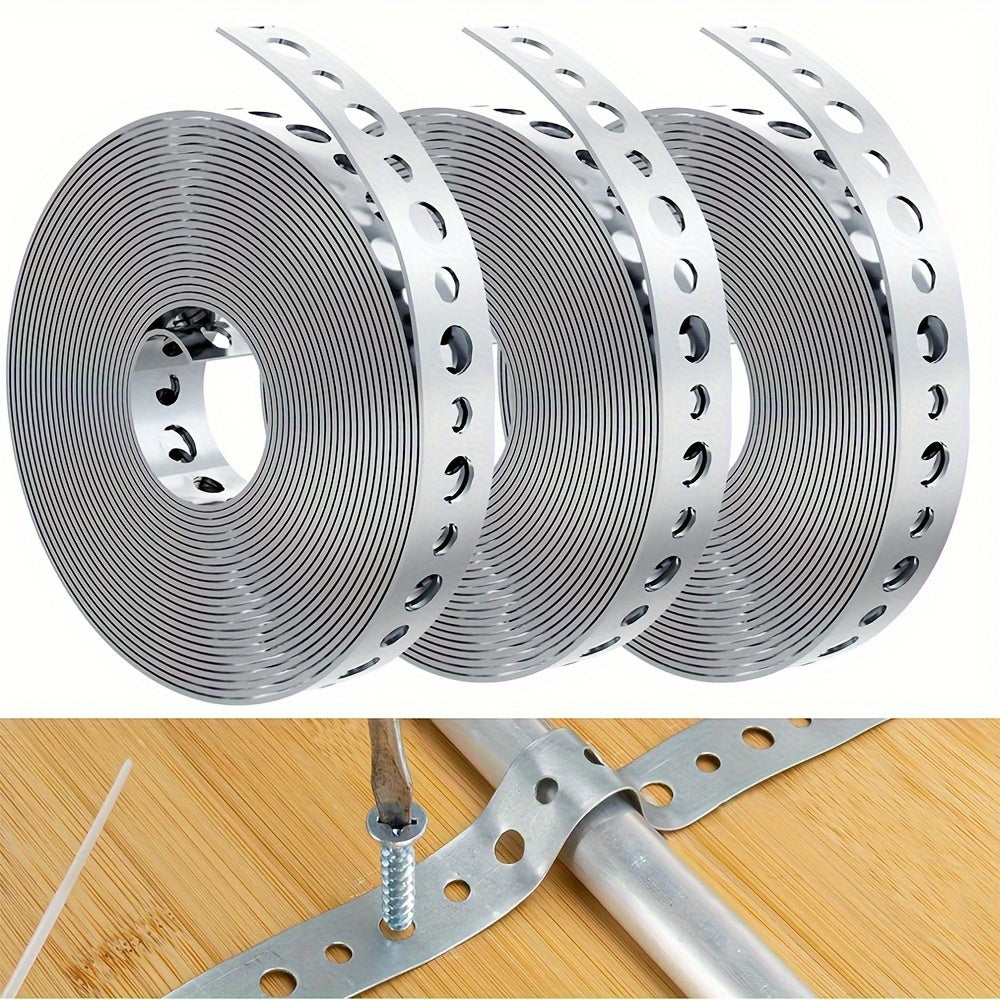 3m High-Zinc Galvanized Iron Coil - Metal Pipe Support & Suspension Strip, 17.5mm Hole