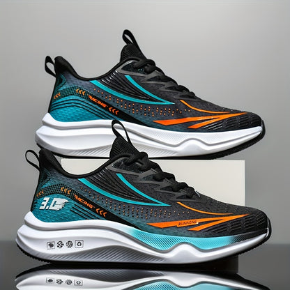 Men's Breathable Mesh Running Shoes - Casual Athletic Sneakers with Striped Design, Lace-Up, Perfect for Spring/Summer/Fall