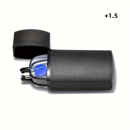Elegant Reading Glasses, Unisex, Foldable Antenna Frame, Compact Lighter Case Design, Christmas Gifts