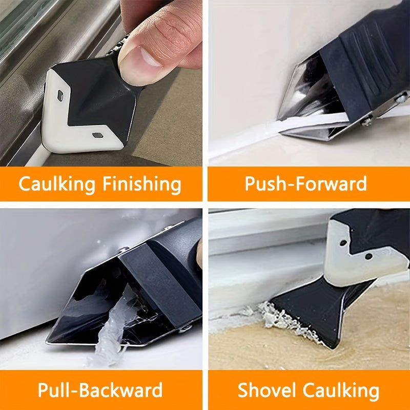 Silicone Caulking Tool 5 in 1 Silicone Remover Multi Tool Glazing Compound Finishing Tool Caulk Remover Tool Grout Scraper Kit for Bathroom Kitchen Floor Window Sink Joint Frames Seal Silicone Scraper Sealant Smooth Remover Tool Set