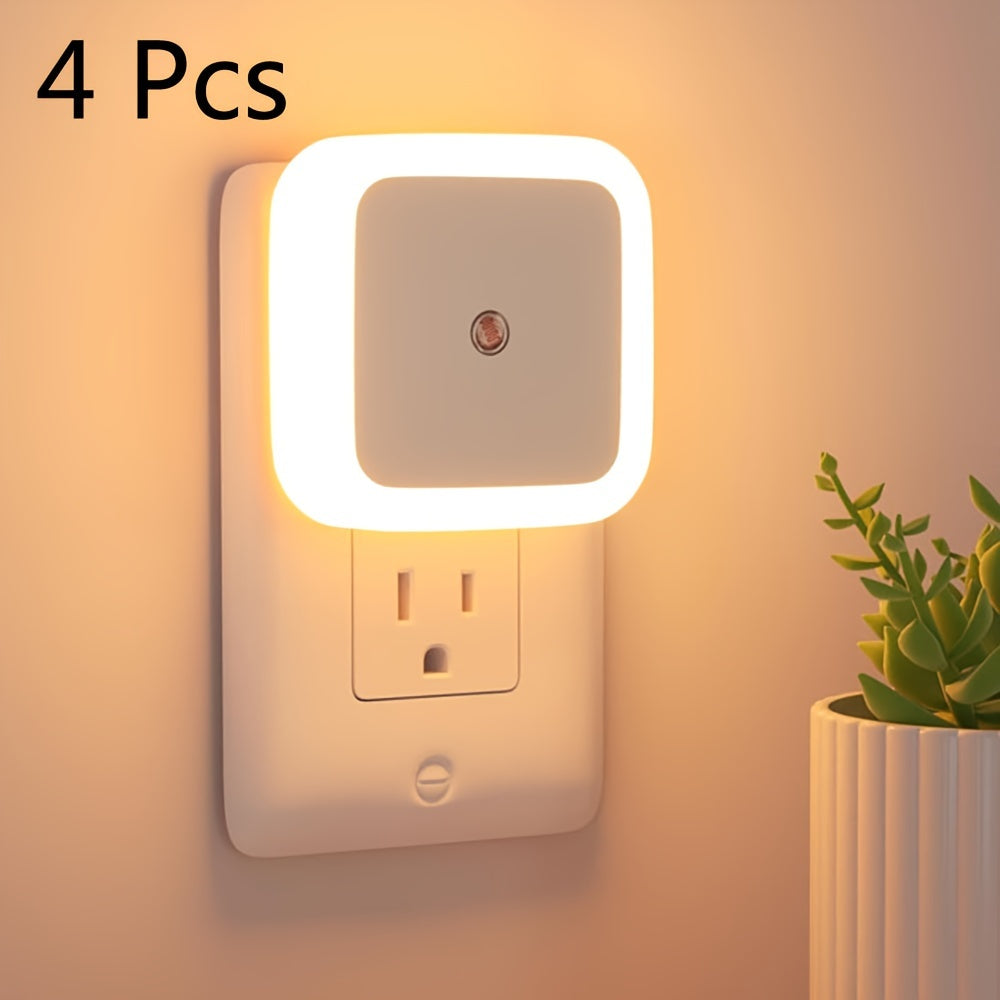 [Smart Sensor LED] 4pcs Night Lights, Smart Night Light Plug Into Wall, LED Night Light Lamp With Smart Sensor, Nightlights Auto-On/Off For Bedroom, Kitchen, Stairs, Hallway