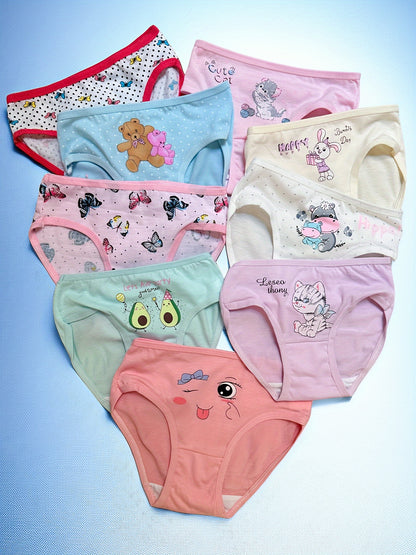 [4pcs Girls' Underwear] 4pcs Girls' Soft & Comfortable Triangle Underwear - Assorted Cute Animal & Floral Patterns, Breathable Stretch Fabric, Regular Fit for Casual Attire, Cute Underwear, Playful Design, Medium Elasticity