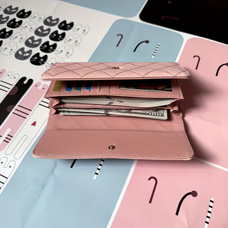New Fashion Metal Crown Women's Wallet Tri-fold Wallet Long Large-capacity Mini Wallet Zipper Synthetic Leather Wallet