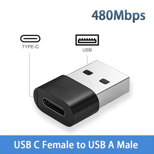 USB Male to USB C Adapter(1/2/4 Pack), USB to Type C Fast Charging/Transfer and OTG Function. for iPhone15 14 13 Plus Pro Max, iPad Pro Air 4 Mini 6 Almost USB Devices(black, sliver)