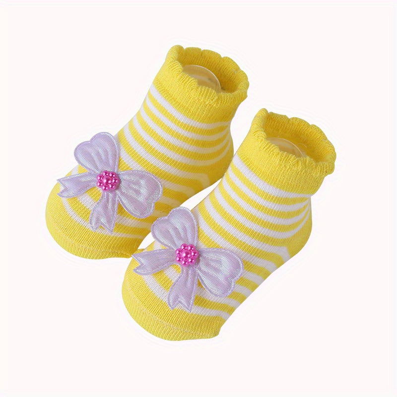 Baby Girl Cute Fashion Bowknot Flower Socks Fit 0-24 Months