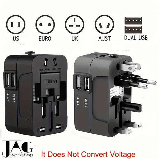 [1pc Universal Travel Adapter] 1pc Universal Travel Adapter | US/EU/UK/AU Plug, Worldwide All In One Design, Compliance Certification | For iPhone, Samsung, Xiaomi, Android, Ipad, Car, etc | Cover More Than 150 Countries, Perfect Holiday Gift