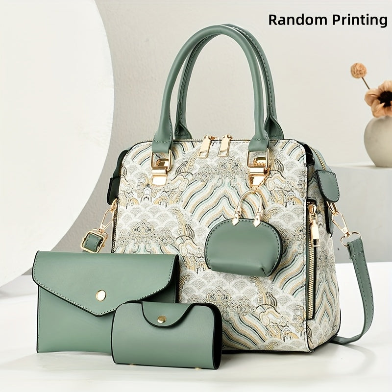 3pcs Fashion Vintage Embroidered Women's Bag Set, Valentine's Day Gift, Fresh and Elegant Handbags