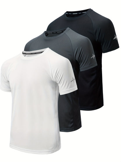 3pcs Compression Shirts Men Short Sleeve Athletic Moisture Wicking Baselayer Undershirt Gear Tshirt for Sports Workout