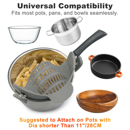 [ABERZEY Clip-On Strainer] ABERZEY 1pc Clip-On Strainer for Pots & Pans | Durable Plastic Kitchen Colander for Easy Drainage & Compact Design | Pasta, Meat, Vegetables, Fruits Strainer