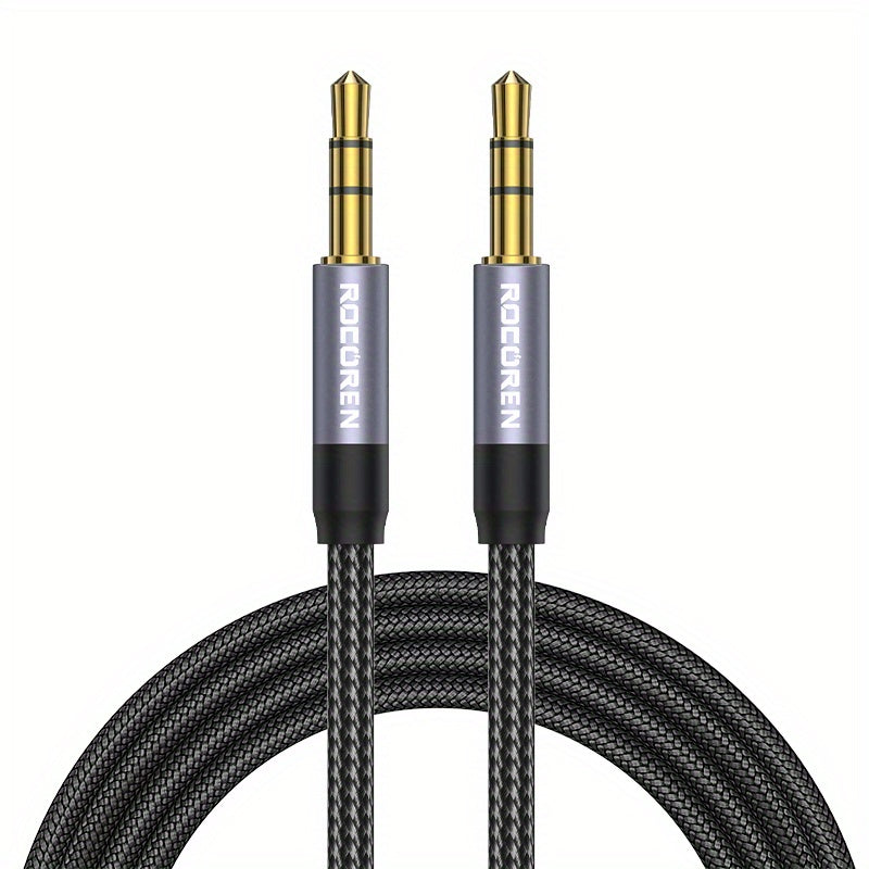 3.5mm Rocoren Nylon Braided Audio Cable - Male to Male Stereo Hi-Fi Sound Aux Cord for Headphones Car Home Stereos Speakers Tablets - Compatible with iPhone/iPad/iPod Echo & More