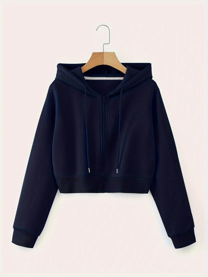Women'S Casual Zip-Up Hoodie - Long Sleeves, Solid Color Design, Featuring Front Pockets, Made in a Regular Fit. A Stylish Choice for Autumn And Winter. Casual Wear | Hooded Sweatshirt | Zip Closure, Hoodie