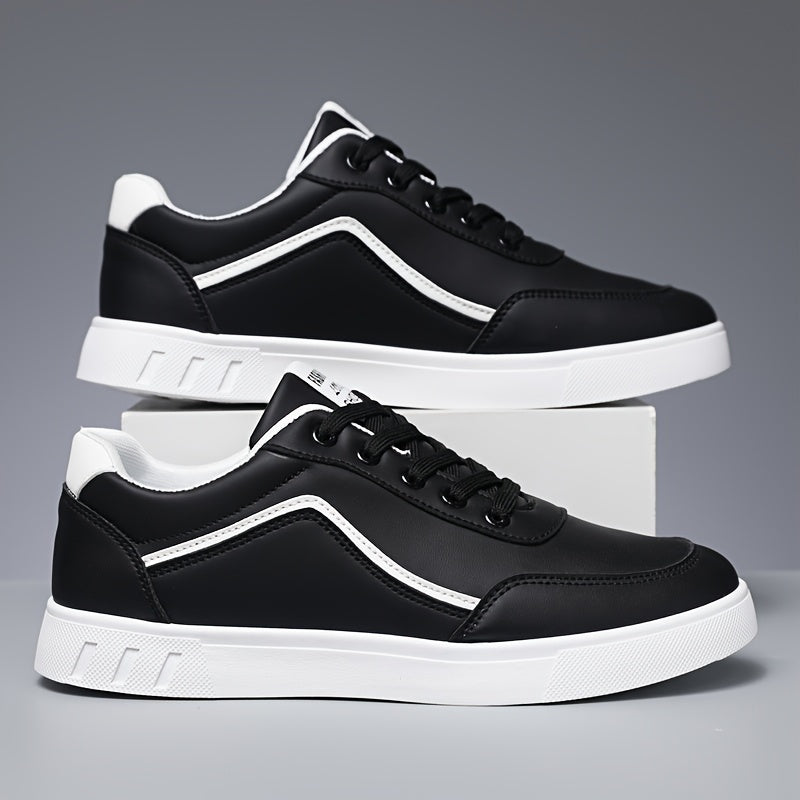 Men'S Casual and Sports Striped Sneakers, All-Season, Spring/Summer, Low Top, Lace Closure, Universal, Round Toe, Dry Clean