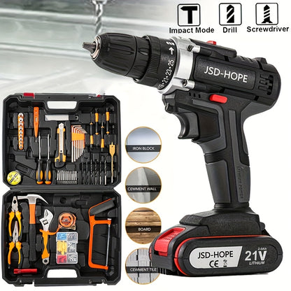 Electric Drill for Home Use, Featuring a Lithium Battery, Multifunctional Impact Drill, And Electric Screwdriver