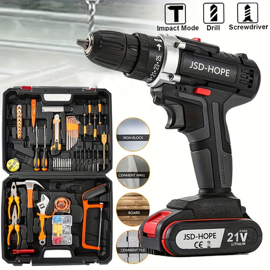 Electric Drill for Home Use, Featuring a Lithium Battery, Multifunctional Impact Drill, And Electric Screwdriver