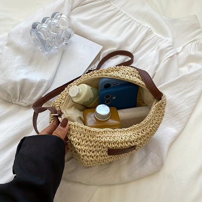 [Summer Rattan Bag] Handmade Rattan Crossbody Bags | Women Saddle Straw Woven Shoulder Bag Small Handbags