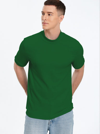 Men's Comfy Chic Turtleneck Solid T-shirt, Men's Summer Slim Fit Outdoor Clothes, Men's Clothing, Tops for Men, Gift for Men