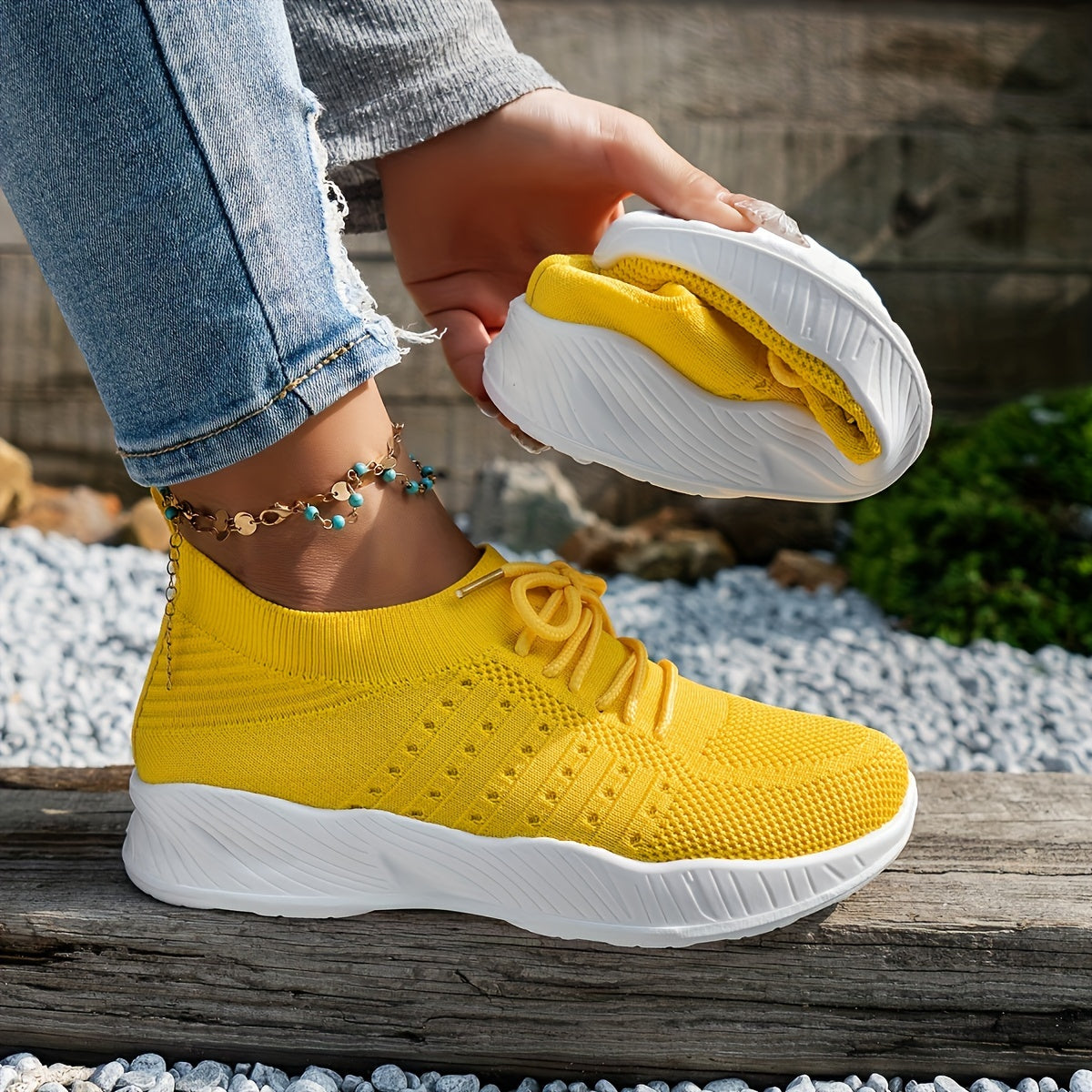 Casual Women'S Sneakers Featuring Comfortable Mesh, Lace-Up Design, Sporty Wedges, And Chunky Vulcanized Soles., Women Shoes