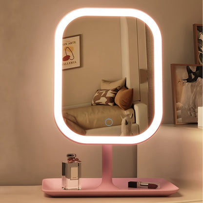 LED Makeup Mirror, Rechargeable Desktop Vanity Mirror with Lights, 3 Light Modes, Touch Control, Adjustable Brightness, Portable Lighted Beauty Mirror, Travel Vanity Cosmetic Mirror with Lights