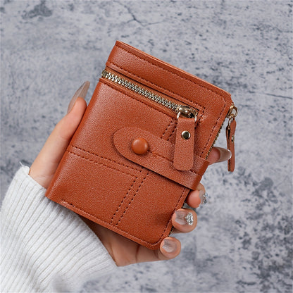 New Women'S Short Two-Fold Coin Purse for Storing Bank Cards, Credit Cards, And Multiple Card Slots with a Zipper Wallet