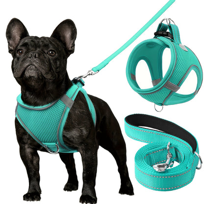 [Soft Padded Dog Harness] Reflective Soft Padded Joytale Step in Dog Harness and Leash Set | Breathable Mesh Vest for Small and Medium Dogs