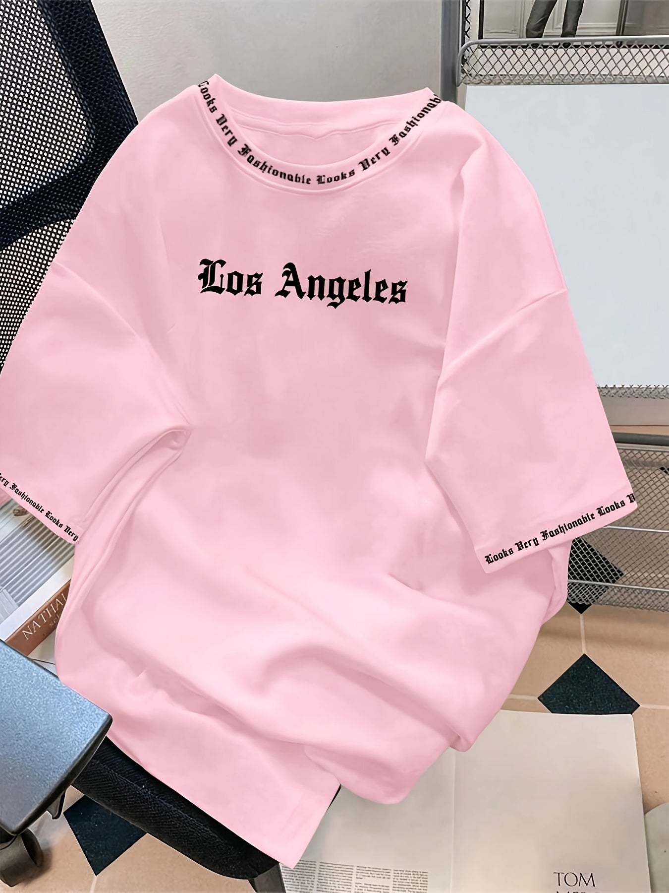 Men'S Los Angeles Letter Print T-Shirt - Red Casual Short Sleeve Round Neck Tee with LA Lettering, 100% Polyester, Machine Washable, Perfect For Casual Outings & Holidays, Holiday Apparel | Casual Style | Durable Fabric, Los Angeles T Shirt
