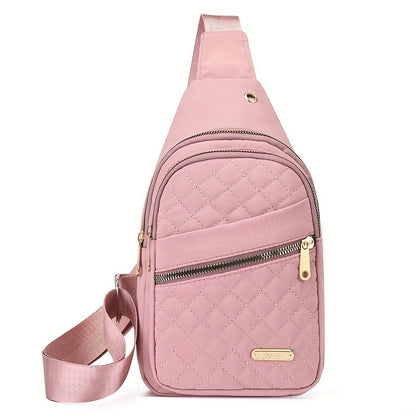 [Large-Capacity Chest Bag] Women's Single-Shoulder Bag, Women's Chest Bag, Large-Capacity Women's Fabric Chest Bag with Headphone Jack and Multiple Storage Compartments