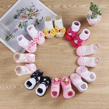 Baby Girl Cute Fashion Bowknot Flower Socks Fit 0-24 Months
