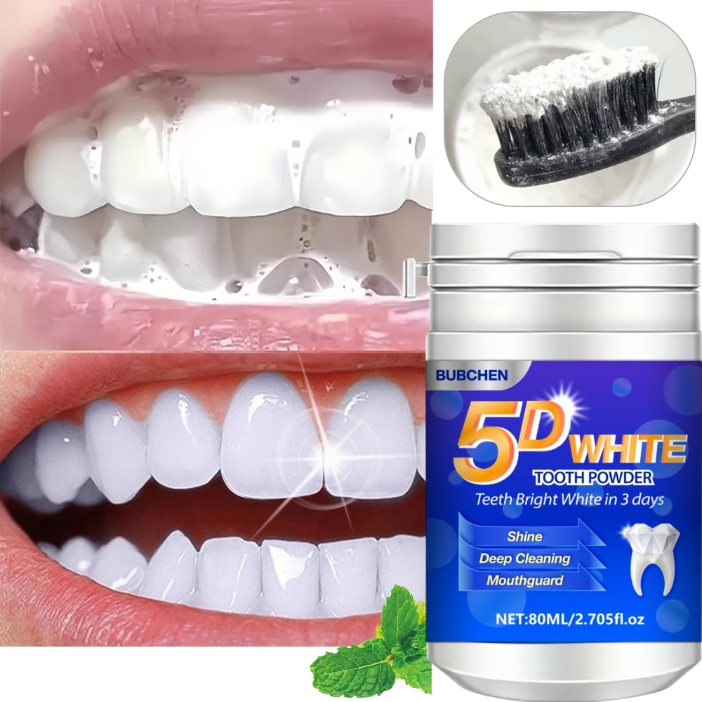 5D Bright Tooth Powder/One 80ML Bottle/Deep Cleaning Powder for Teeth/Fresh Breath Purple Toothpaste/Dental Care Items Featuring Natural Pearl Powder/Perfect for Gifts for Women