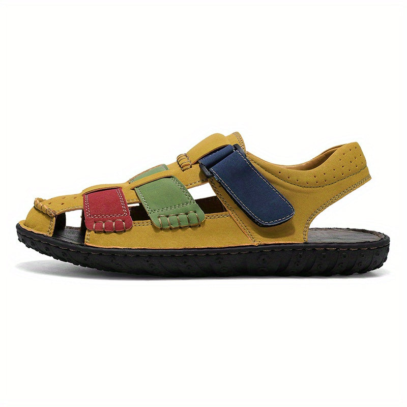 Men's Quick- Outdoor Sandals - Multi-Color Vibrant Hiking Shoes with Toe Protection & Wide Toe Box | Multi-Terrain Adventure Sandals for Beach/Trails/Daily Wear | Lightweight Breathable & Shock-Absorbing |