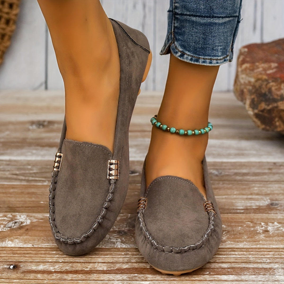 Metal Stitch Loafers, Women Shoes