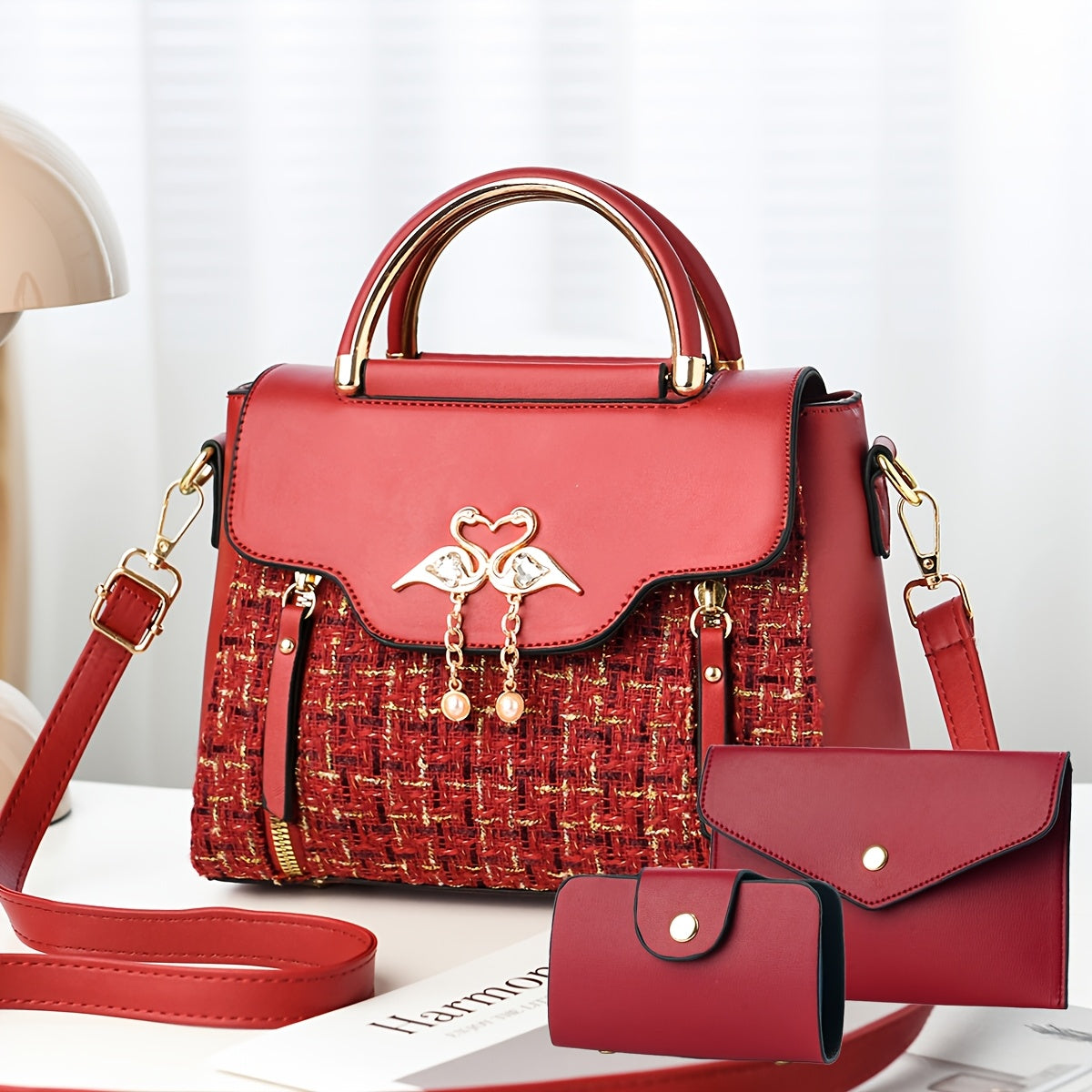 New Stylish Three-Piece Set Bag with Trendy Prints for Women, Casual Handbag