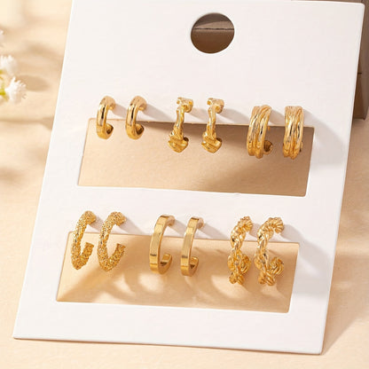 Zinc Alloy Simple Hoop Earrings for Daily Wear Dating Ear Jewelry Decor