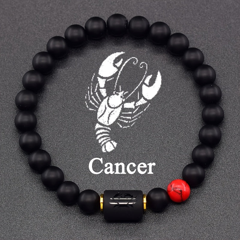 [Zodiac Stones Bracelet] Natural Stones Elastic Bracelet | Representing The 12 Zodiac Signs, Featuring a Card Design for Couples, Perfect As a Valentine's Day Or Birthday Gift for Partners And Friends