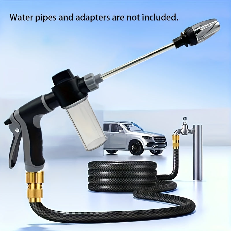 A Convenient 3/4-inch High-pressure Car Cleaning Water Gun, Garden Hose Nozzle, Garden Watering Hose Spray Head, Household Cleaning Tool, Long-handle Spray Gun