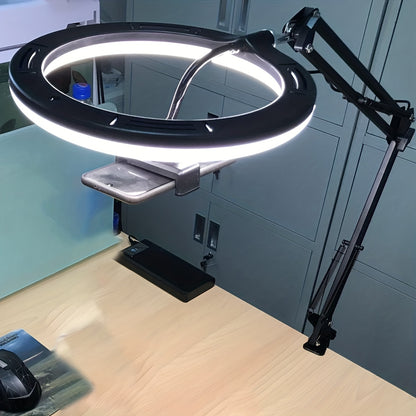 Live Streaming Fill Light, Beauty Light, Desktop Beauty Lighting, Indoor Face Light, Popular Photo Light, Mobile Shooting Light, Tiktok Light with a Ring Soft Light, And a 10-Inch Lamp with a Cantilever Stand