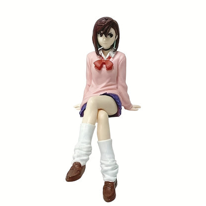 [Cool Anime Girl] Cool Anime Girl Figurine, Short-Haired Model in Second Animation | Sitting on Instant Noodle, Suitable for PC Case Bookshelf Desktop Decoration, Ideal Holiday Party Gift for Anime Fans, Suitable for 18