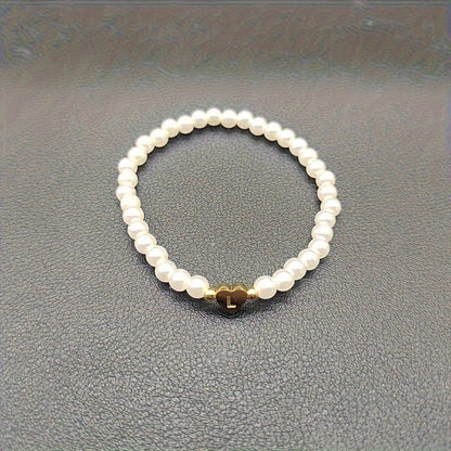 Hot Classic A-Z Heart Lnitial Letter Bracelet Women Temperament Lmitation Imitation Pearl Bead Bracelet for Women Jewelry Gift