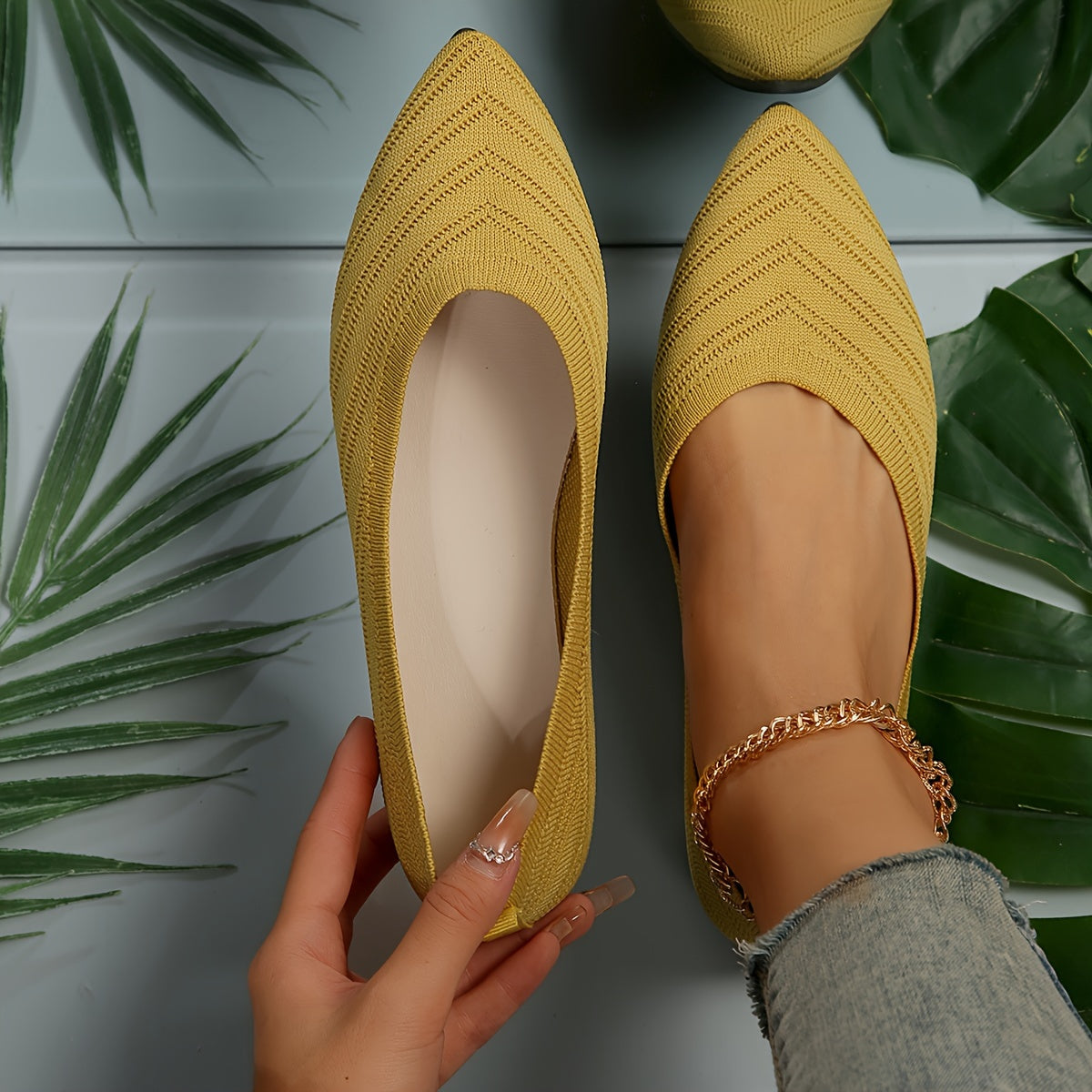 Cross-Border Women'S Fashionable Casual Pointed Flats, Women Shoes