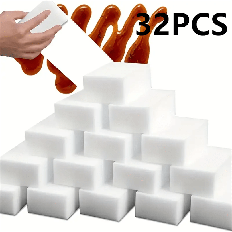8/16/32pcs Magic Sponge Eraser Foam Cleaning Pads - Multi-Purpose Kitchen, Bathroom, Floor, Wall, Glass, and Surface Cleaner with Quick-Dry Technology