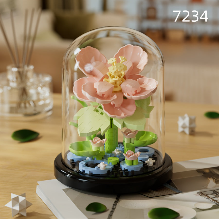 [Romantic Flower Blocks] Romantic DIY Flower Building Blocks Set - Desktop Ornament & Puzzle Toy, Perfect Birthday Gift Ramadan Mubarak